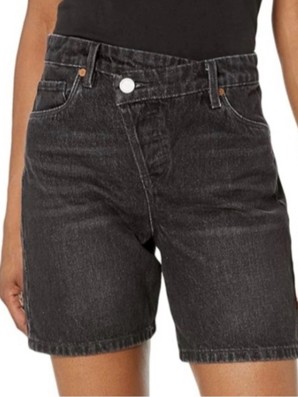 BLANKNYC Womens High Rise Overlap Fly Denim Black Shorts Size  26 New